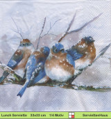 Vögel kuscheln sich im Schnee zusammen -  1 Paket mit 20 Servietten